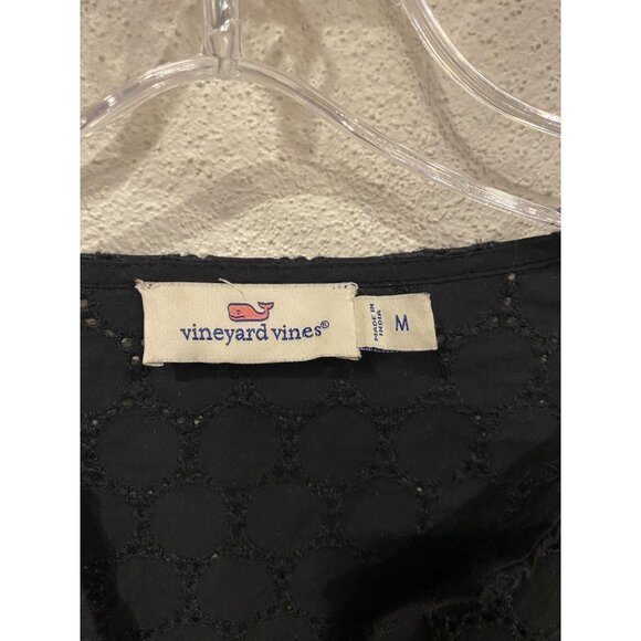 Vineyard Vines Dress Womens Medium Black Eyelet Tunic Cover Up Boho Crochet - Picture 2 of 4